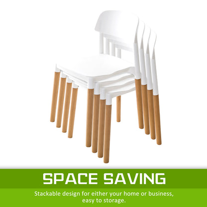 4X Retro Belloch Stackable Dining Cafe Chair WHITE - Furniture > Dining > Kitchen & Dining Chairs