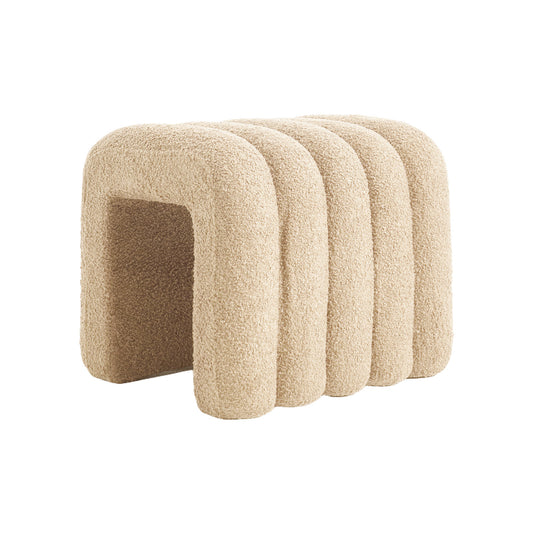 Ridge Arch Ottoman Stool Teddy Fleece Fabric Foot Rest 45cm BEIGE - Furniture > Living Room > Ottomans & Footstools