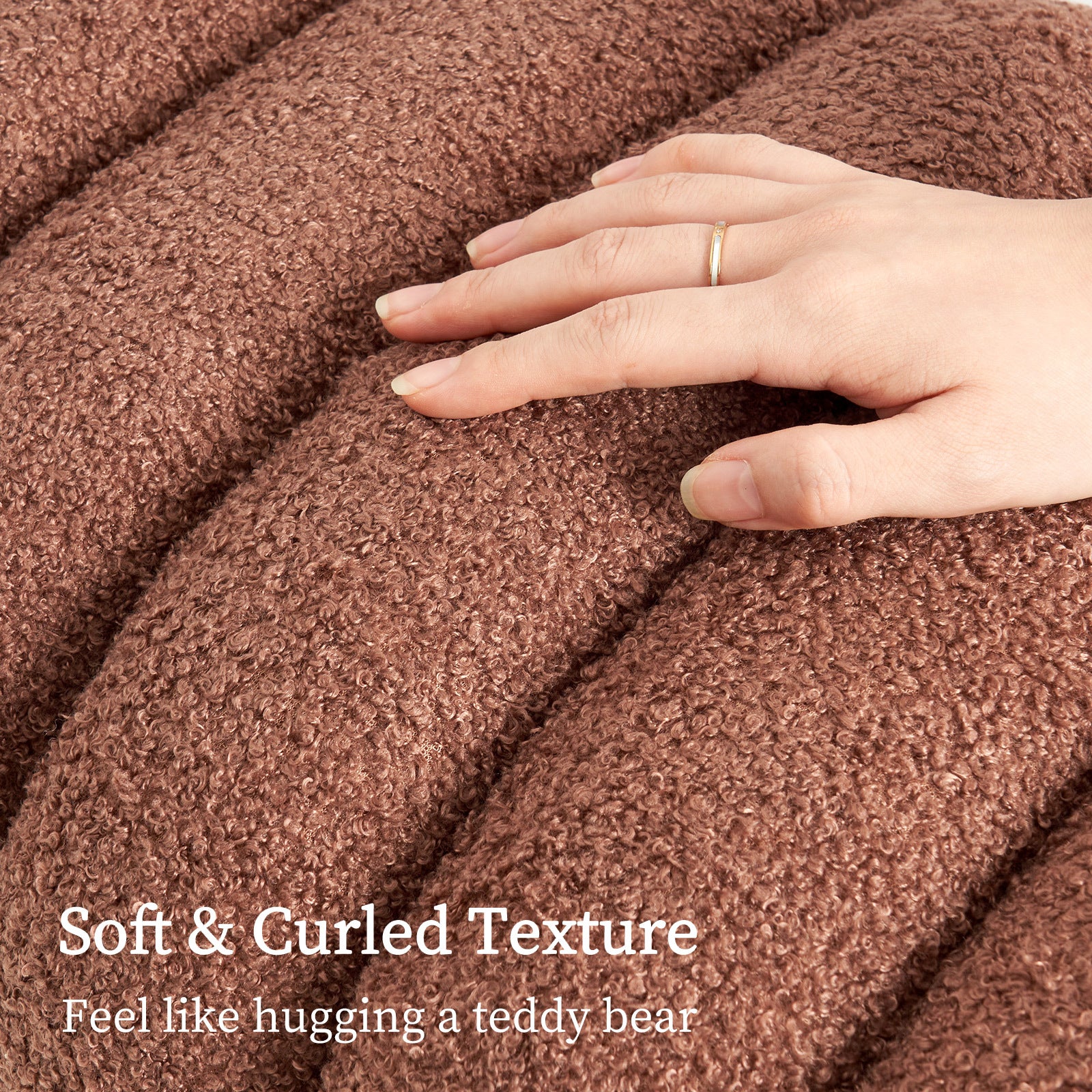 2X Ridge Arch Ottoman Stool Teddy Fleece Fabric Foot Rest 45cm BROWN - Furniture > Living Room > Ottomans & Footstools