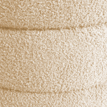 2X Round Stacked Ottoman Stool Teddy Fleece Fabric Foot Rest 38cm BEIGE