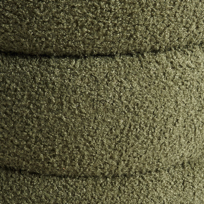 Round Stacked Ottoman Stool Teddy Fleece Fabric Foot Rest 38cm GREEN Furniture > Living Room > Ottomans & Footstools