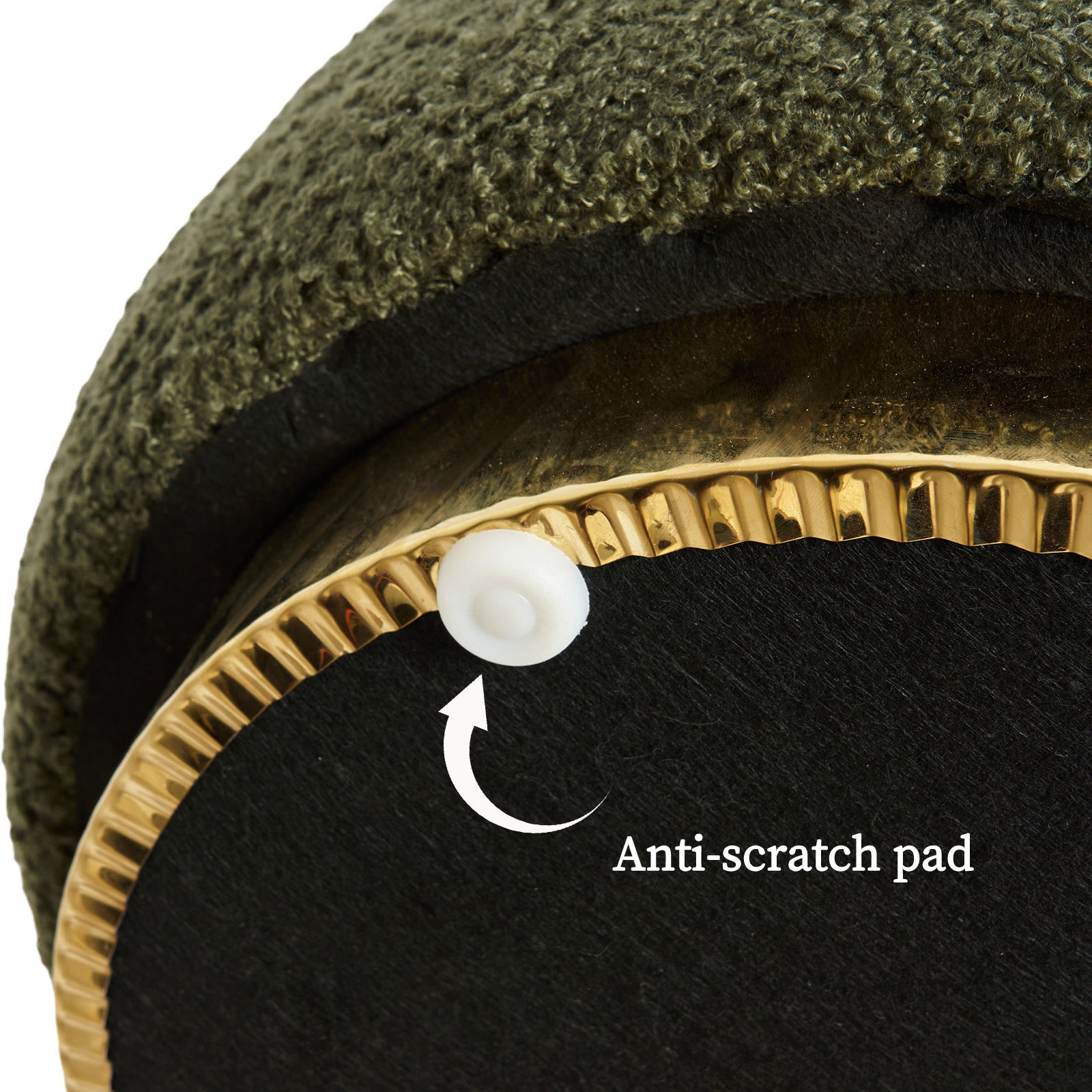 Round Stacked Ottoman Stool Teddy Fleece Fabric Foot Rest 38cm GREEN Furniture > Living Room > Ottomans & Footstools