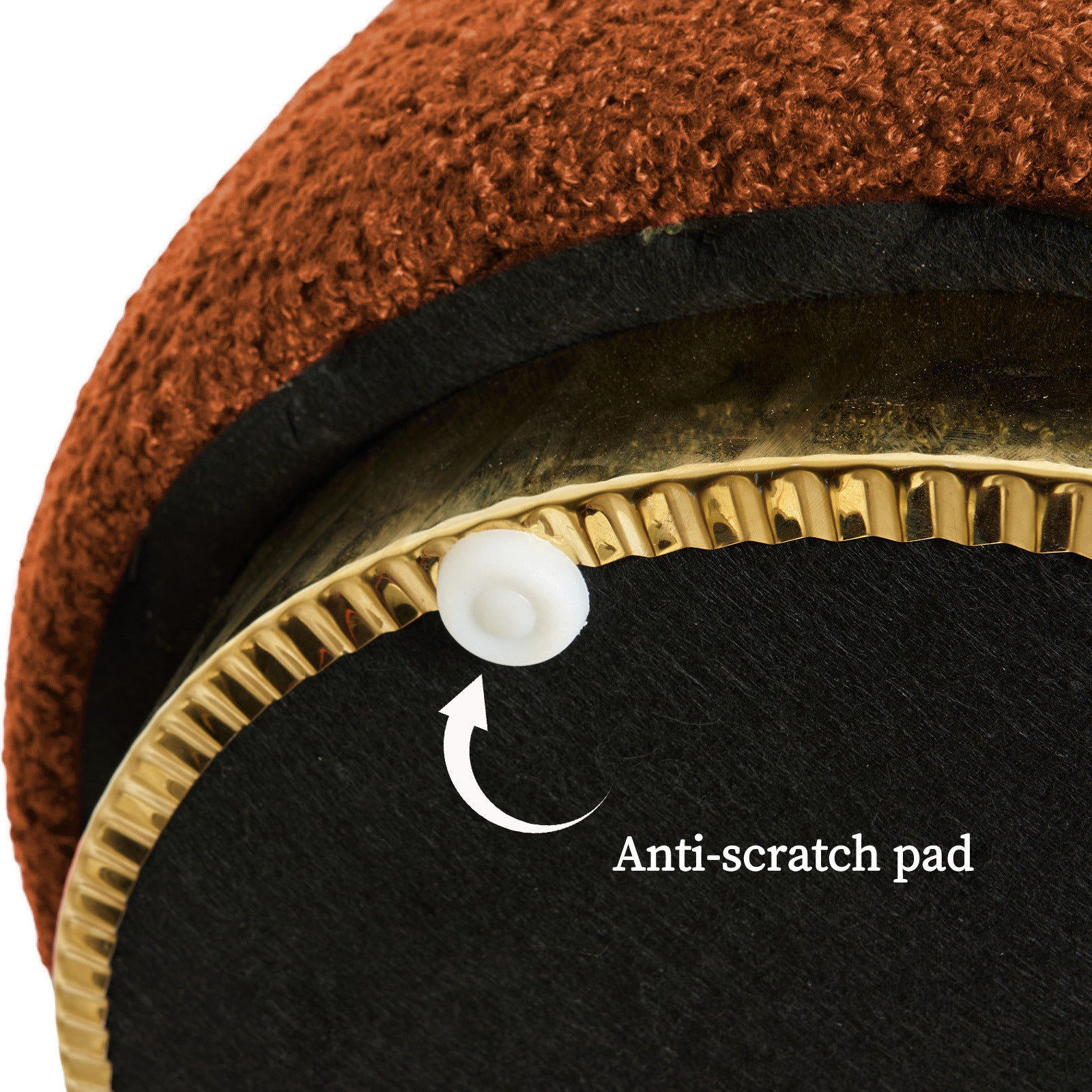 Round Stacked Ottoman Stool Teddy Fleece Fabric Foot Rest 38cm ORANGE - Furniture > Living Room > Ottomans & Footstools