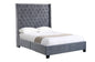 Ella Grey Velvet Winged Bed 180cm - King - Furniture > Bedroom > Beds & Bed Frames