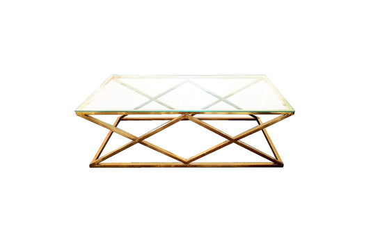 Alsea Coffee Table Gold Base - Clear Glass - Furniture > Living Room > Coffee Tables