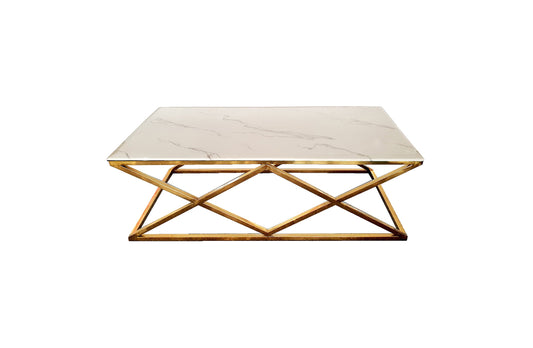 Alsea Coffee Table Gold Base - White Marble - Furniture > Living Room > Coffee Tables