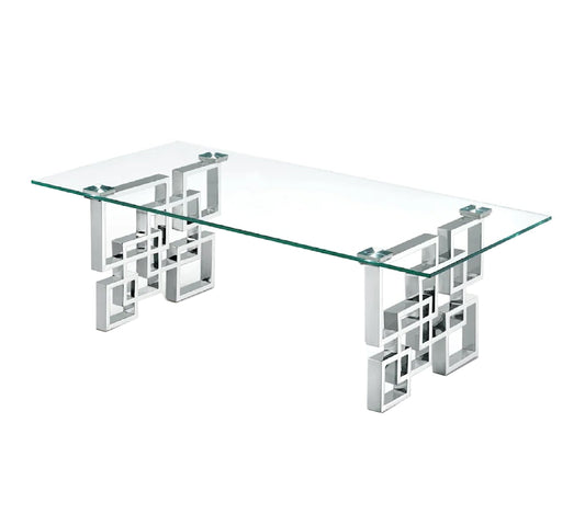 Royale Silver Coffee Table - White Marble - Furniture > Living Room > Coffee Tables