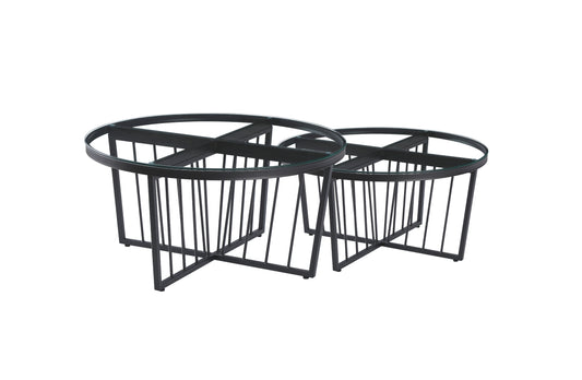 Salina Coffee Table 80cm Black Base -Clear Glass - Furniture > Living Room > Coffee Tables