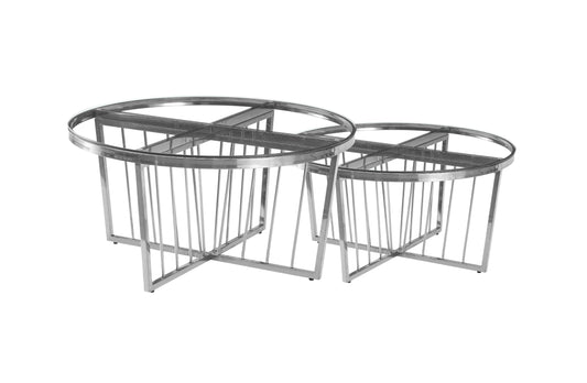 Salina Coffee Table 80cm Silver Base -Clear Glass - Furniture > Living Room > Coffee Tables