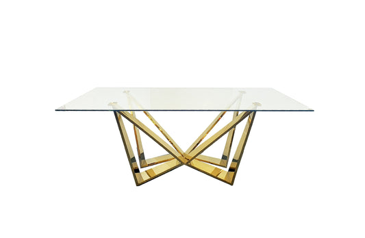 Roula Gold Dining Table - Clear Glass - 240cm x 110cm - Furniture > Dining > Dining Tables