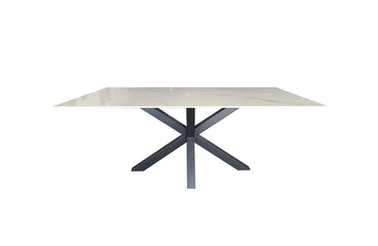 Miles Black With White Marble Dining Table - 90cm x 180cm - Furniture > Dining > Dining Tables
