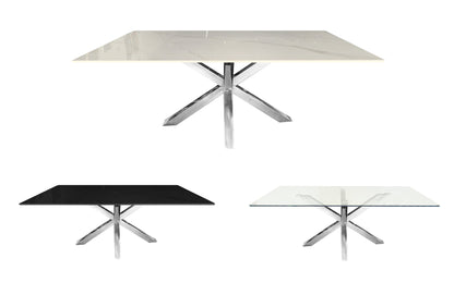 Miles Silver With White Marble Dining Table - 90cm x 180cm - Furniture > Dining > Dining Tables