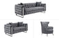 Madeline Range - Dark Grey Velvet 3 + 2 + 1 - Silver Trims - Furniture > Sofas > Sofas & Sofa Beds