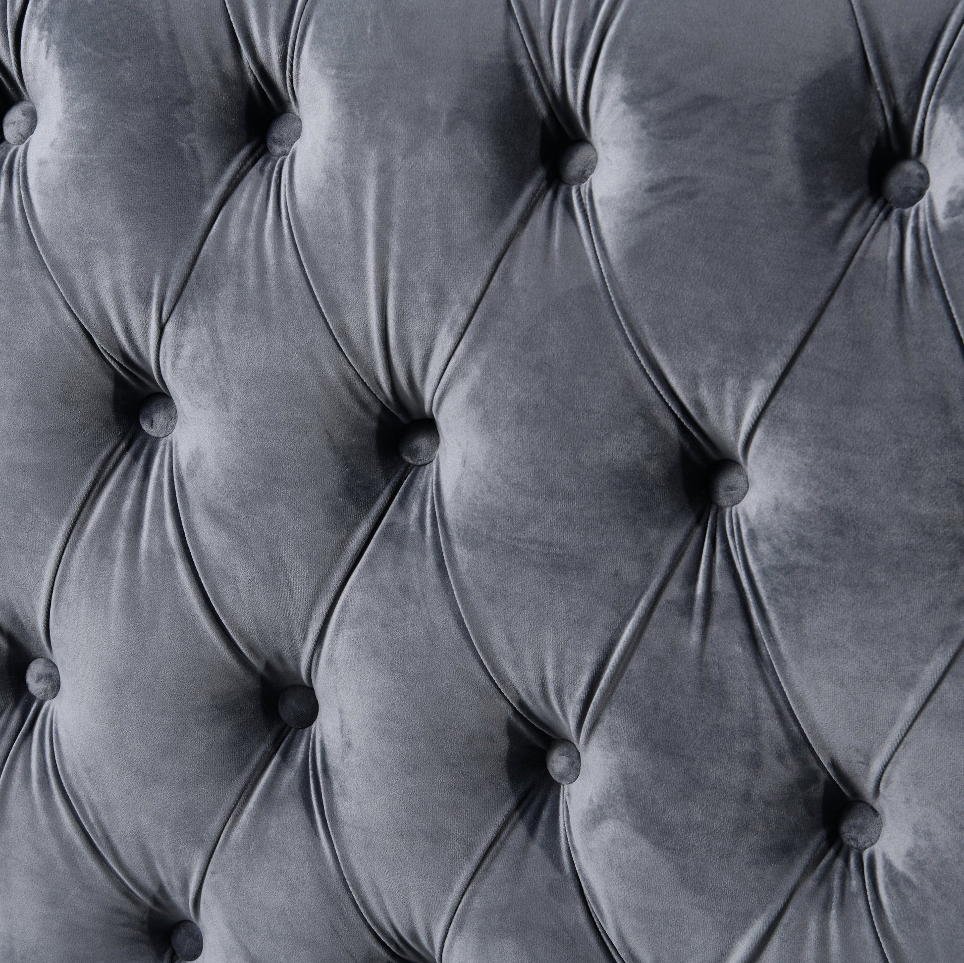 Madeline Range - Dark Grey Velvet 3 + 2 + 1 - Silver Trims - Furniture > Sofas > Sofas & Sofa Beds