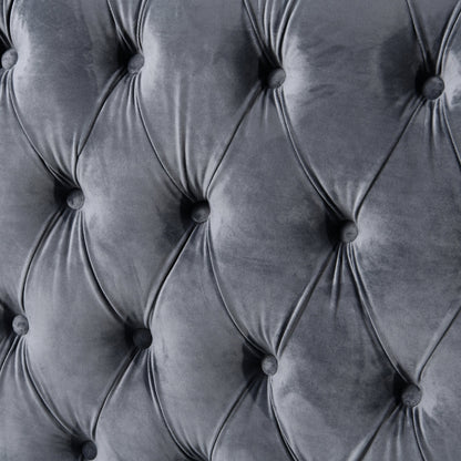 Madeline Range - Dark Grey Velvet 3 + 2 + 1 - Silver Trims - Furniture > Sofas > Sofas & Sofa Beds