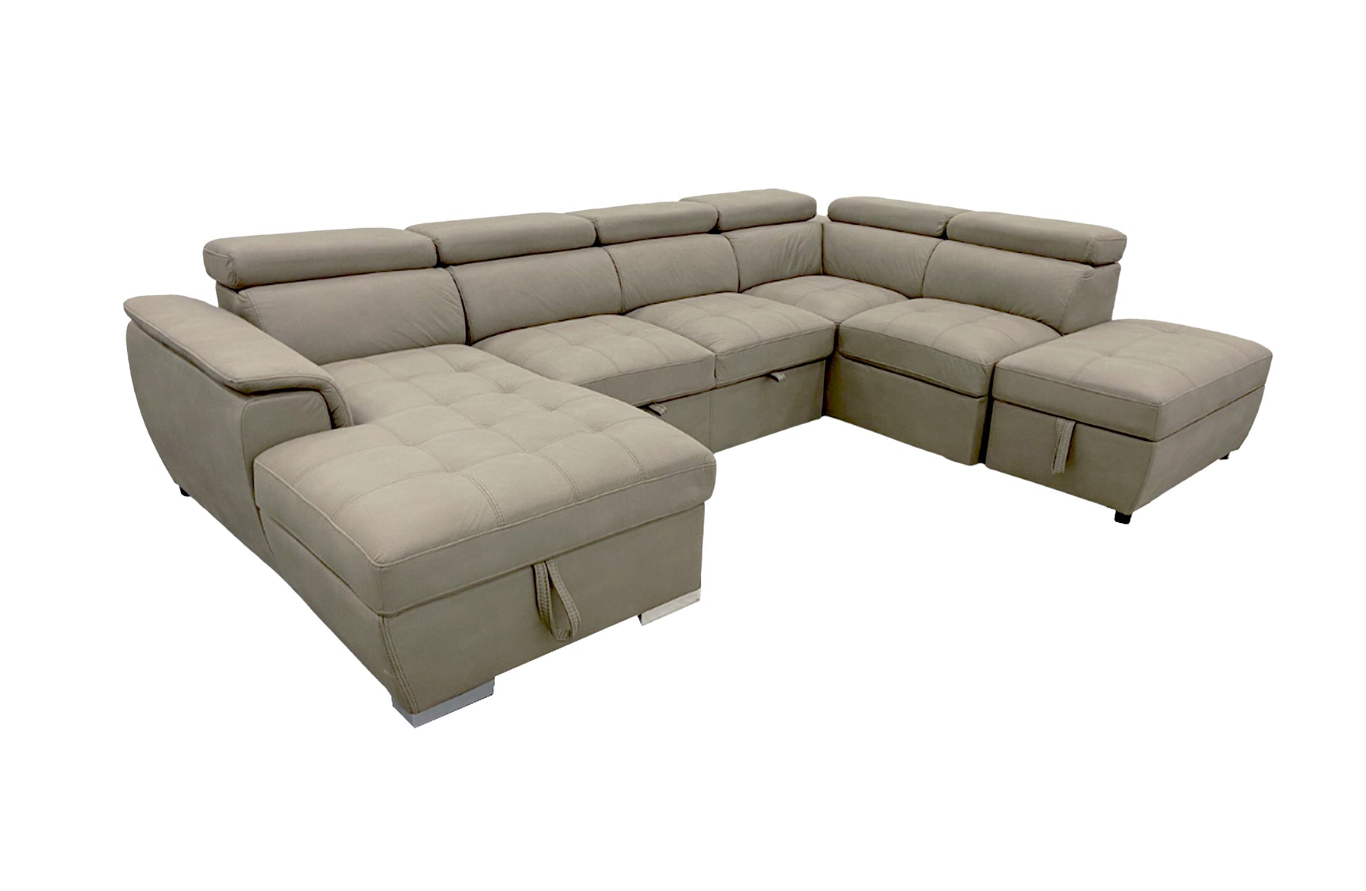 Plush Sleeper Modular Chaise Lounge - Mushroom - Furniture > Sofas > Sofas & Sofa Beds