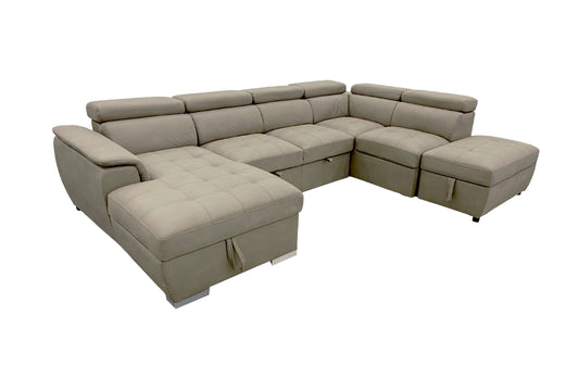 Plush Sleeper Modular Chaise Lounge - Mushroom - Furniture > Sofas > Sofas & Sofa Beds