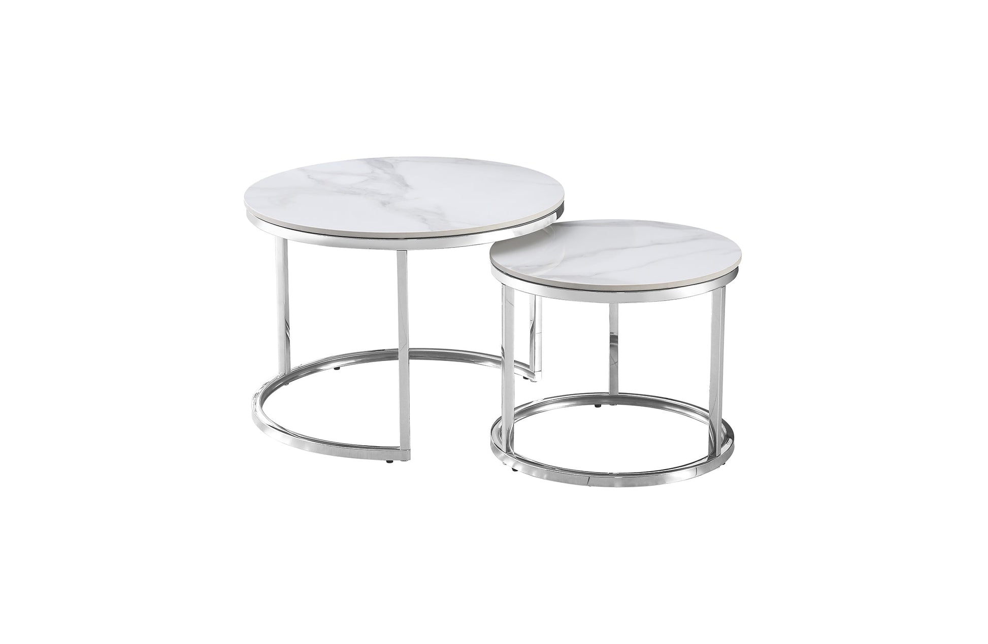 Nesting style Coffee Table - White on Silver - 60cm/45cm - Furniture > Living Room > Coffee Tables