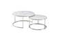 Nesting Style Coffee Table - White on Silver Stainless Steel - 80cm/60cm - Furniture > Living Room > Coffee Tables