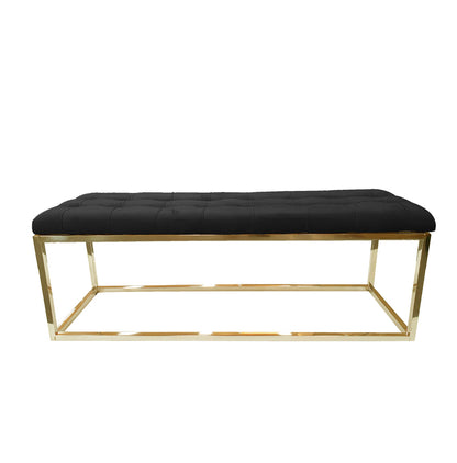 Holly Ottoman Gold Base - Black Seat - Furniture > Living Room > Ottomans & Footstools