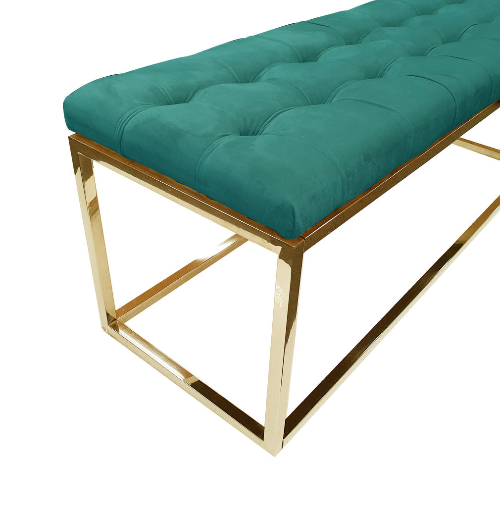 Holly Ottoman Gold Base - Green Seat - Furniture > Living Room > Ottomans & Footstools