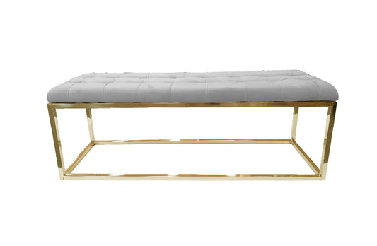 Holly Ottoman Gold Base - Light Grey Seat - Furniture > Living Room > Ottomans & Footstools