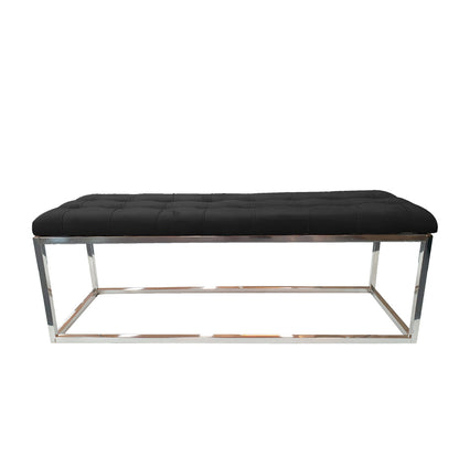 Holly Ottoman Silver Base Black Seat Furniture > Living Room > Ottomans & Footstools