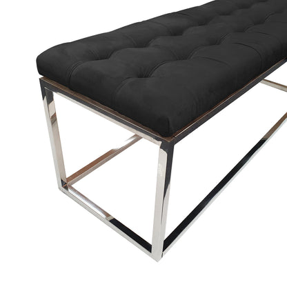 Holly Ottoman Silver Base Black Seat Furniture > Living Room > Ottomans & Footstools