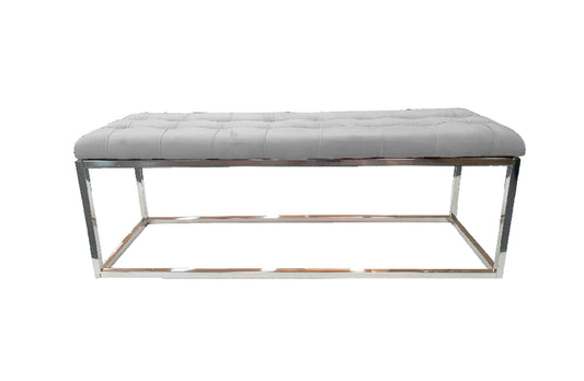 Holly Ottoman Silver Base - Light Grey Seat - Furniture > Living Room > Ottomans & Footstools