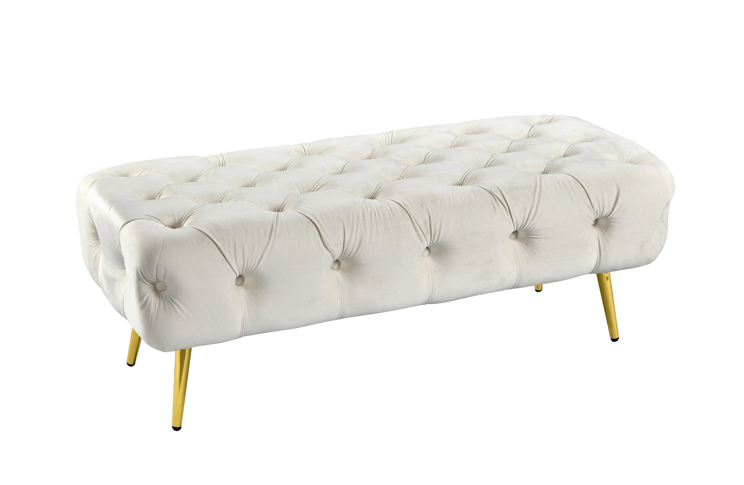 Shirley Ottoman Beige Velvet - Furniture > Living Room > Ottomans & Footstools