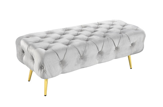 Shirley Ottoman Light Grey Velvet - Furniture > Living Room > Ottomans & Footstools
