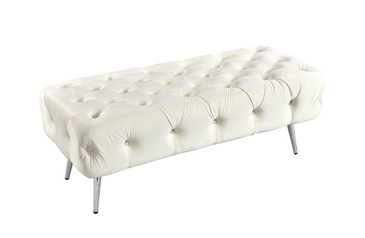 Shirley Ottoman Beige Velvet - Furniture > Living Room > Ottomans & Footstools