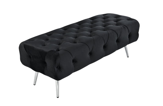 Shirley Ottoman Black Velvet - Furniture > Living Room > Ottomans & Footstools