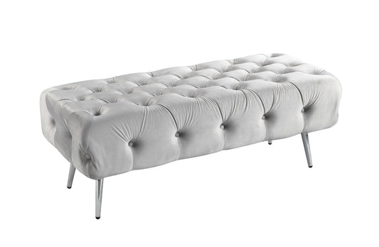 Shirley Ottoman Light Grey Velvet - Furniture > Living Room > Ottomans & Footstools