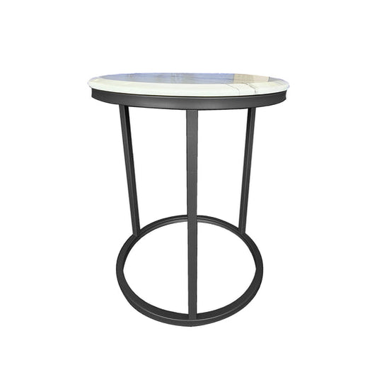 Kelly Side Table - White on Black - 45cm - Furniture > Dining > Dining Tables