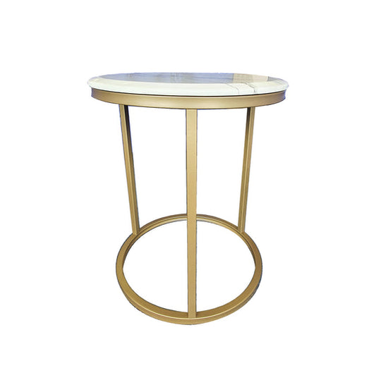 Kelly Side Table - White on Champagne - 45cm - Furniture > Dining > Dining Tables