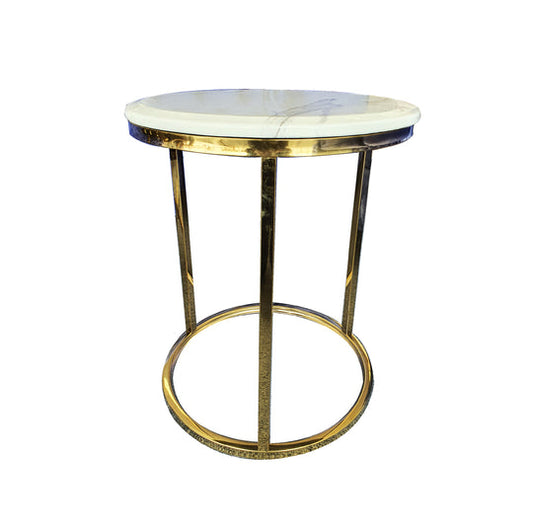 Kelly Side Table - White on Gold - 45cm - Furniture > Dining > Dining Tables