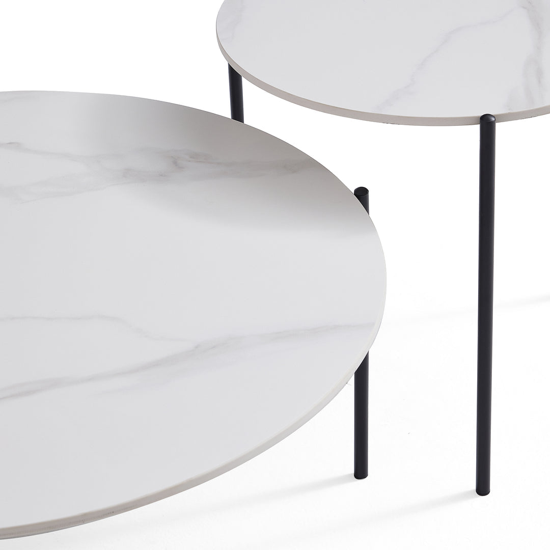 Interior Ave - Bianco Nested Coffee Table Set - White Marble Stone - Furniture > Living Room > Coffee Tables