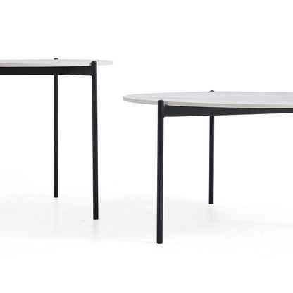 Interior Ave - Bianco Nested Coffee Table Set - White Marble Stone - Furniture > Living Room > Coffee Tables