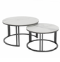 Interior Ave - Premier Nested Coffee Table Set - White Marble Stone - Furniture > Living Room > Coffee Tables