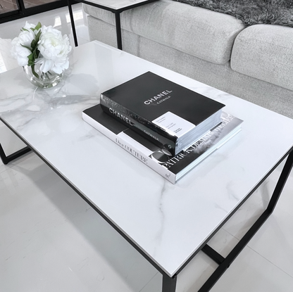 Interior Ave - Monaco Rectangle Coffee Table - White Marble Stone - Furniture > Living Room > Coffee Tables