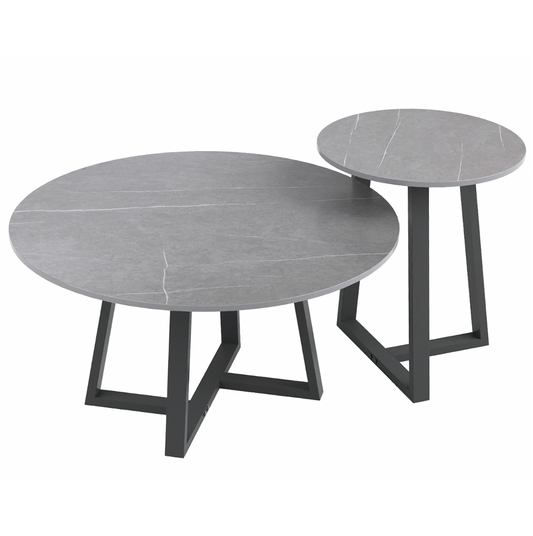 Interior Ave - Broadway Two Tier Coffee Table Set - Stone Grey - Furniture > Living Room > Coffee Tables