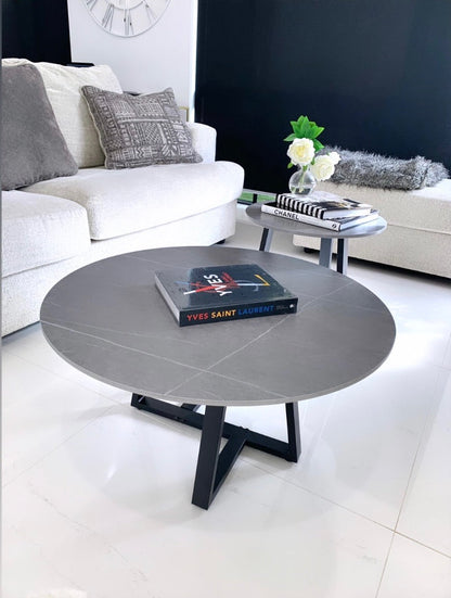 Interior Ave - Broadway Two Tier Coffee Table Set - Stone Grey - Furniture > Living Room > Coffee Tables