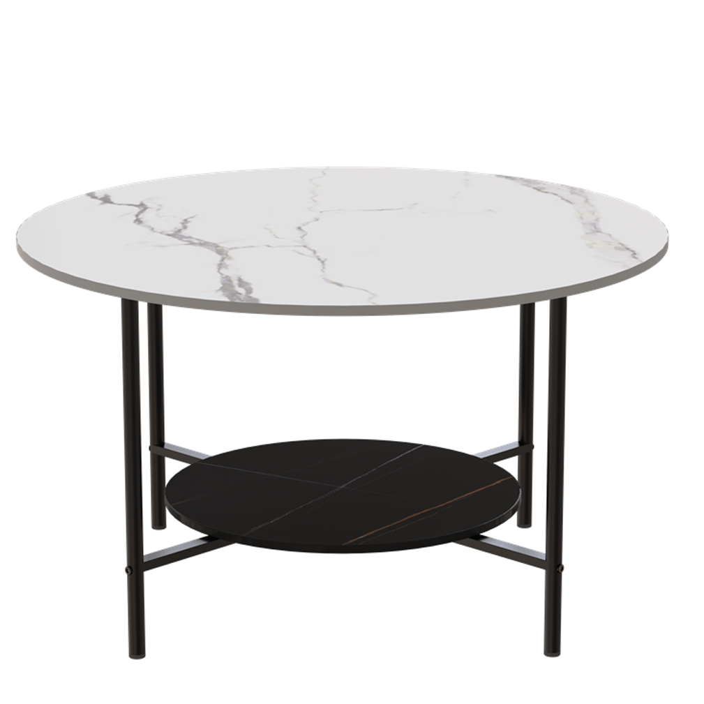 Interior Ave - Duke Round Two Tier Stone Coffee Table - Furniture > Living Room > Coffee Tables