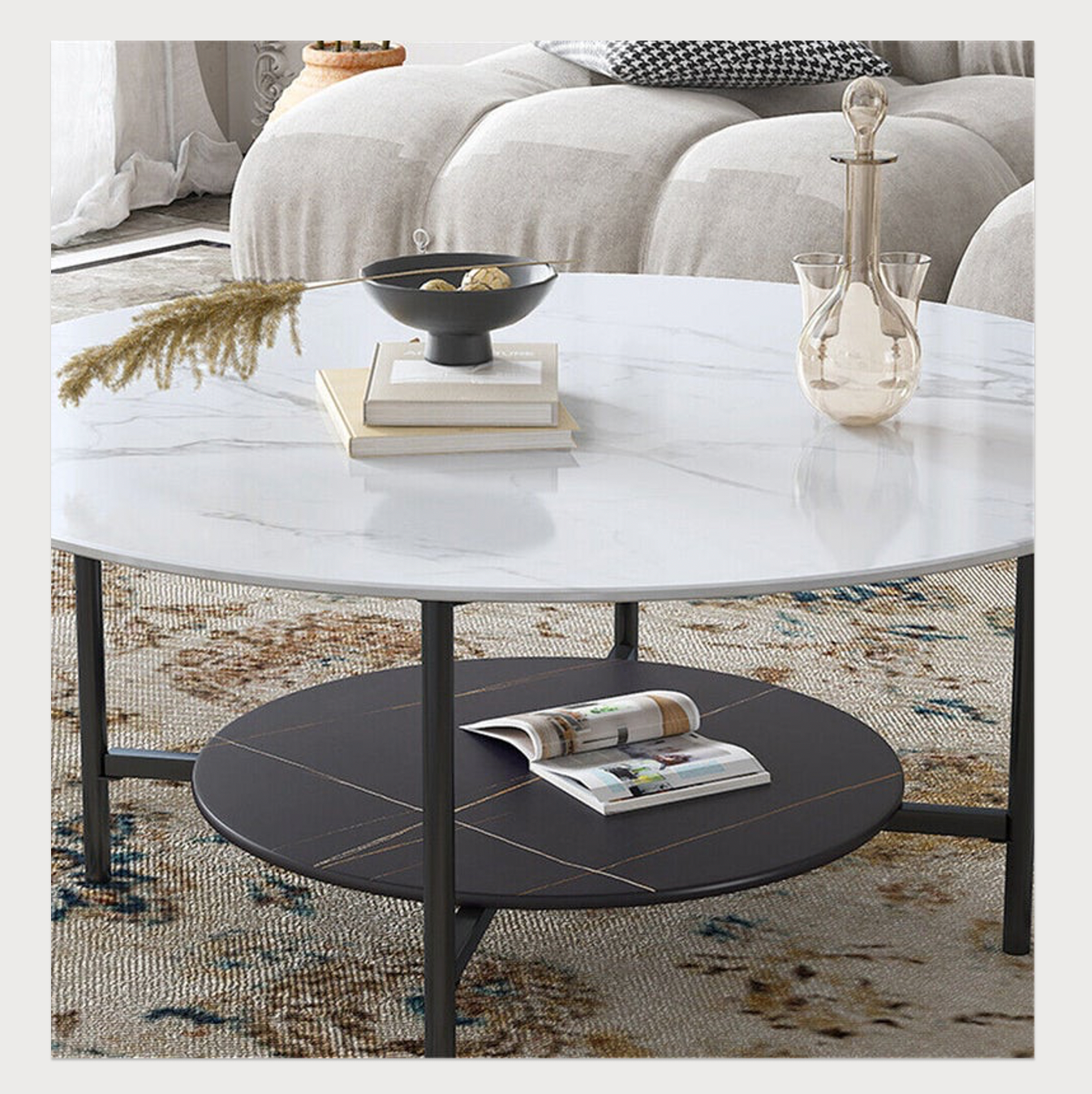 Interior Ave - Duke Round Two Tier Stone Coffee Table - Furniture > Living Room > Coffee Tables