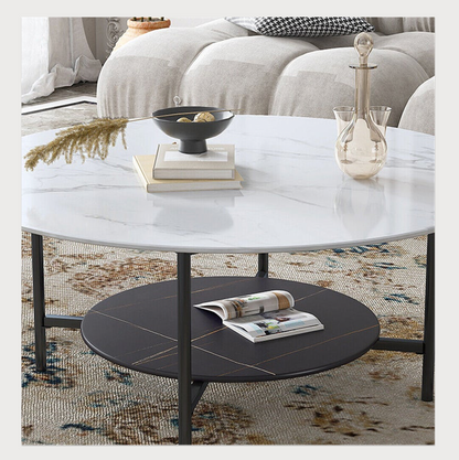 Interior Ave - Duke Round Two Tier Stone Coffee Table - Furniture > Living Room > Coffee Tables