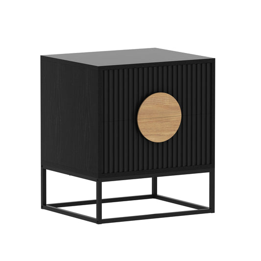 Belmonte Fluted Bedside Table in Black - Furniture > Bedroom > Bedside Tables