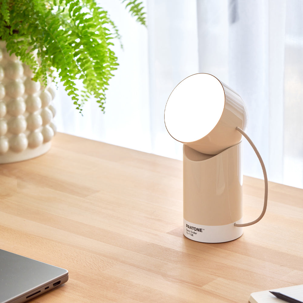 Lexon Orbe Portable Led Lamp With Moving Head PANTONE - Sand - Home & Garden > Lighting > Table Lamps