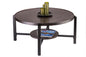 Black Round Coffee Table with Storage Shelf in Copper Finish Top - Furniture > Living Room > Coffee Tables