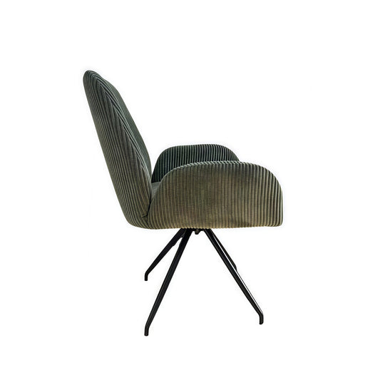 Dining Chair Linen Fabric Upholstered Seat Powder Coated Iron Legs - Furniture > Dining > Kitchen & Dining Chairs
